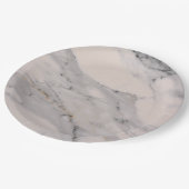 Matig zwart grijs roze marmer papieren bordje (Gekanteld)