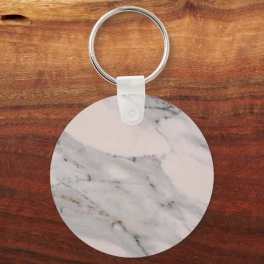 Matig zwart grijs roze marmer sleutelhanger (Voorkant)