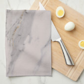 Matig zwart grijs roze marmer theedoek (Quarter Fold)