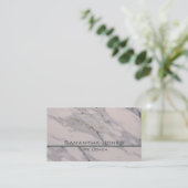 Matig zwart grijs roze marmer visitekaartje (Staand voorkant)