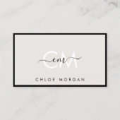 Matig zwart grijs script handtekeningmonogram visitekaartje (Voorkant)