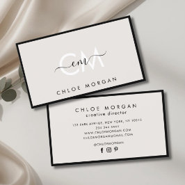 Matig zwart grijs script handtekeningmonogram visitekaartje