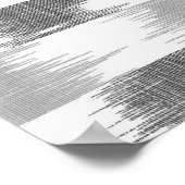 Matig zwart grijs wit ikatpatroon poster (Hoek)