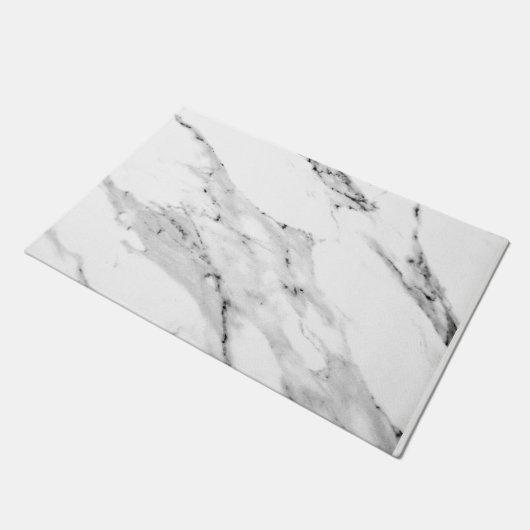 Matig zwart grijs wit marmer patroon deurmat (Schuin)