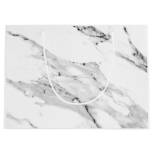 Matig zwart grijs wit marmer patroon groot cadeauzakje (Voorkant)