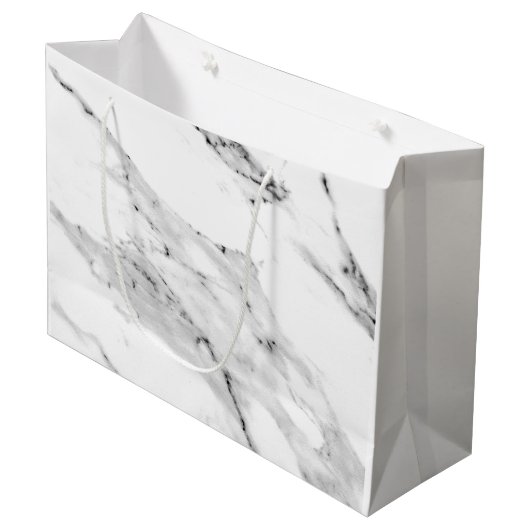 Matig zwart grijs wit marmer patroon groot cadeauzakje (Voorkant Gekanteld)