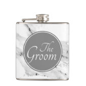 Matig zwart grijs wit marmer patroon heupfles (Voorkant)