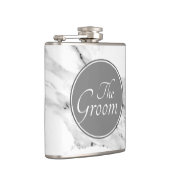 Matig zwart grijs wit marmer patroon heupfles (Rechts)