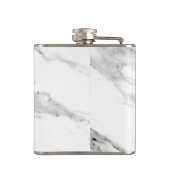 Matig zwart grijs wit marmer patroon heupfles (Achterkant)