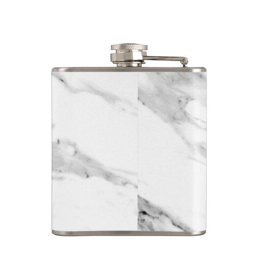 Matig zwart grijs wit marmer patroon heupfles (Achterkant)