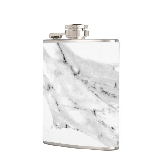 Matig zwart grijs wit marmer patroon heupfles (Links)