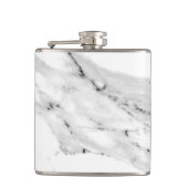 Matig zwart grijs wit marmer patroon heupfles (Voorkant)