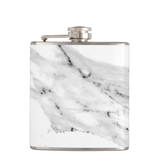 Matig zwart grijs wit marmer patroon heupfles (Voorkant)