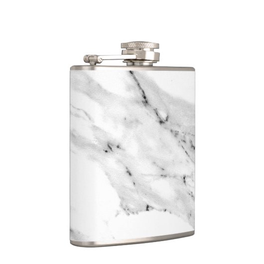 Matig zwart grijs wit marmer patroon heupfles (Rechts)