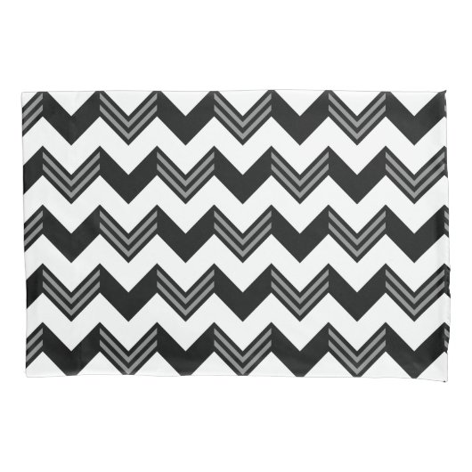 Matig zwart, grijs, wit zigzag Chevron Pattern Kussensloop (Voorkant)