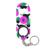 Matig zwart kat en cactus Patroonmonogram Mini Flessenopener (Achterkant)