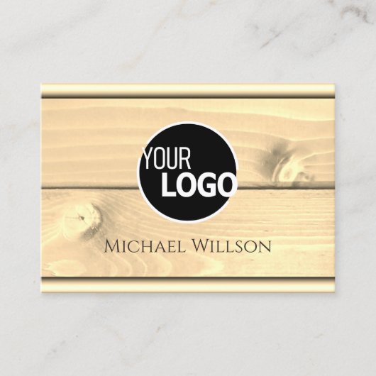Matig zwart licht hout Logo van houten planken Visitekaartje (Voorkant)