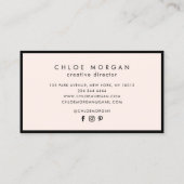 Matig zwart lichtroze script handtekeningmonogram visitekaartje (Achterkant)