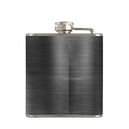 Matig zwart monogram, geborsteld staal heupfles (Achterkant)