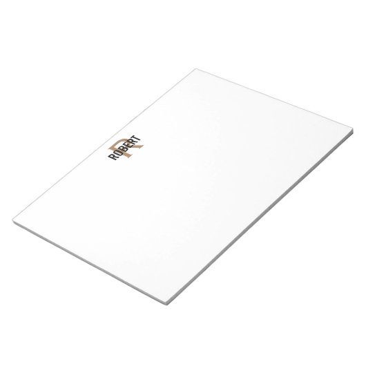 Matig zwart monogram met naam noteblok notitieblok (Schuin)