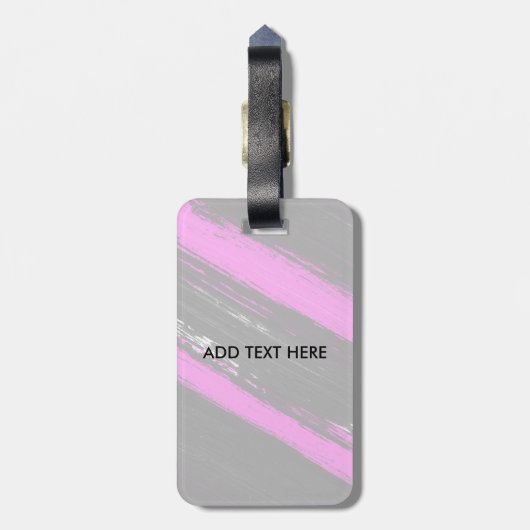 Matig zwart neonroze pushstrokes monogram lugga bagagelabel (Achterkant verticaal)