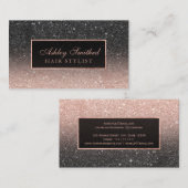 Matig zwart roos goud glitter chic ombre haar visitekaartje (Voorkant / Achterkant)