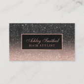 Matig zwart roos goud glitter chic ombre haar visitekaartje (Voorkant)