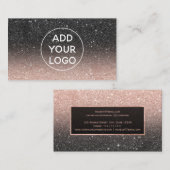 Matig zwart roos goud glitter chic ombre Logo Visitekaartje (Voorkant / Achterkant)