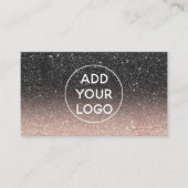 Matig zwart roos goud glitter chic ombre Logo Visitekaartje (Voorkant)