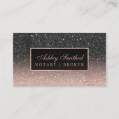 Matig zwart roos goud glitter chic ombre notaris visitekaartje (Voorkant)