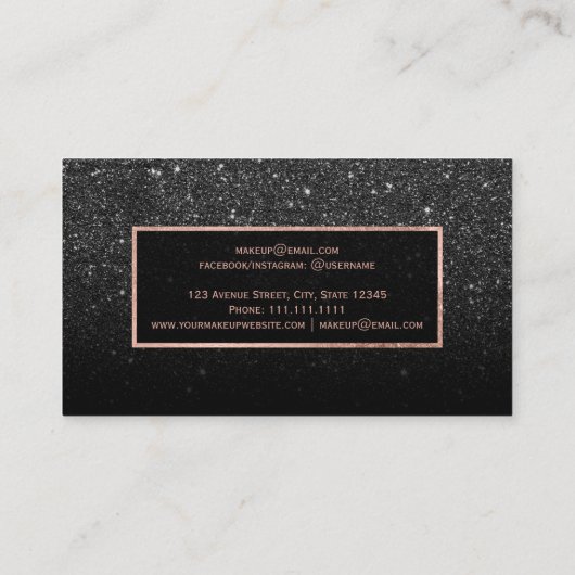 Matig zwart roos goudglitter make-up visitekaartje (Achterkant)