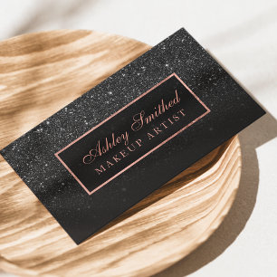 Matig zwart roos goudglitter make-up visitekaartje