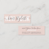 Matig zwart roze haar stylist script mini visitekaartje (Voorkant / Achterkant)