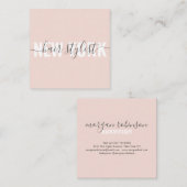 Matig zwart roze haar stylist script vierkante visitekaartje (Voorkant / Achterkant)