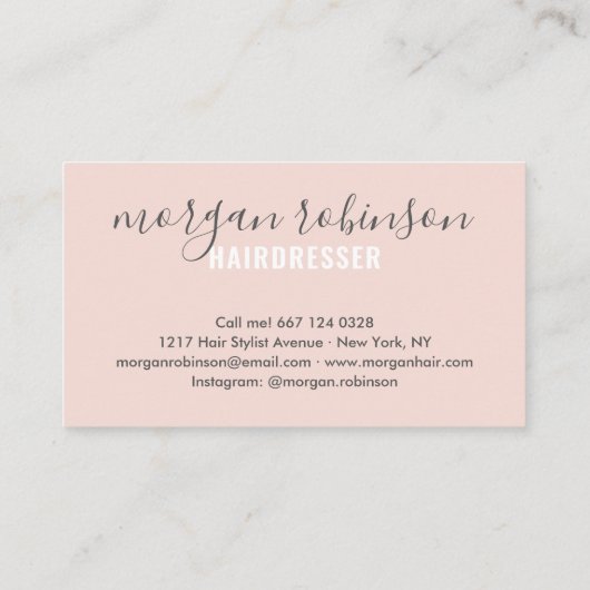 Matig zwart roze haar stylist script visitekaartje (Achterkant)