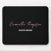 Matig zwart roze zwart script muismat (Voorkant)