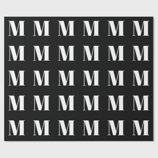 Matig zwart wit, aangepast initiaal monogram cadeaupapier (Vlak)