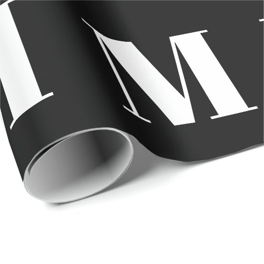 Matig zwart wit, aangepast initiaal monogram cadeaupapier (Rol Hoek)