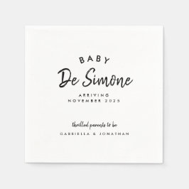 Matig zwart-wit aankondiging van zwangerschap servet