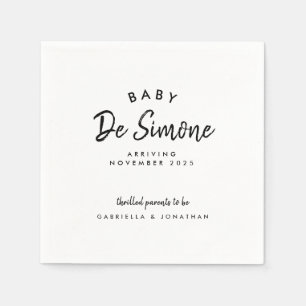 Matig zwart-wit aankondiging van zwangerschap servet