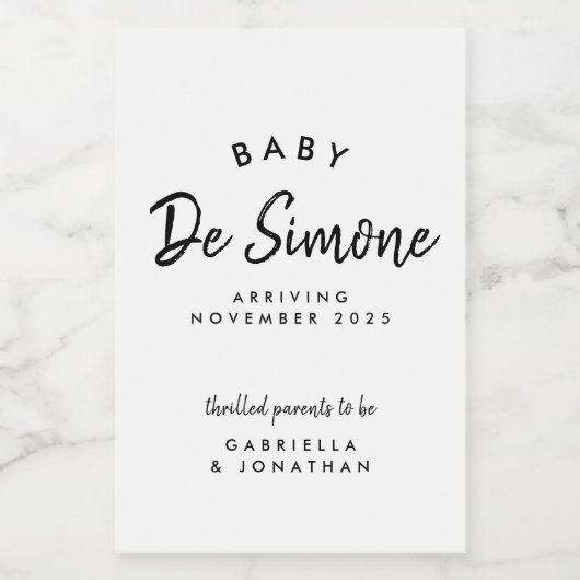 Matig zwart-wit aankondiging van zwangerschap voedselcontainer etiket (Enkel label)