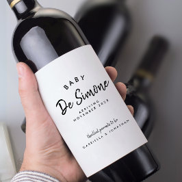 Matig zwart-wit aankondiging van zwangerschap wijn etiket