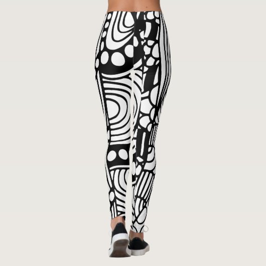 Matig zwart-wit abstract leggings (Achterkant)