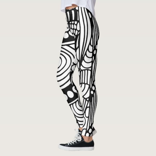 Matig zwart-wit abstract leggings (Links)