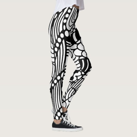 Matig zwart-wit abstract leggings (Rechts)
