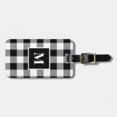 Matig zwart-wit buffelmonogram bagagelabel (Voorkant horizontaal)