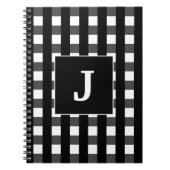 Matig zwart-wit buffelmonogram notitieboek (Voorkant)