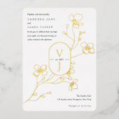 Matig zwart, wit en goud, brutaal huwelijksgoud folie uitnodiging (Voorkant)