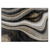 Matig zwart wit en goudvocht marmer snijplank (Voorkant)