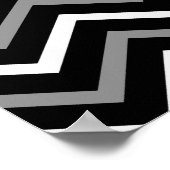 Matig zwart wit en grijs Chevron Pattern Zigzag Poster (Hoek)